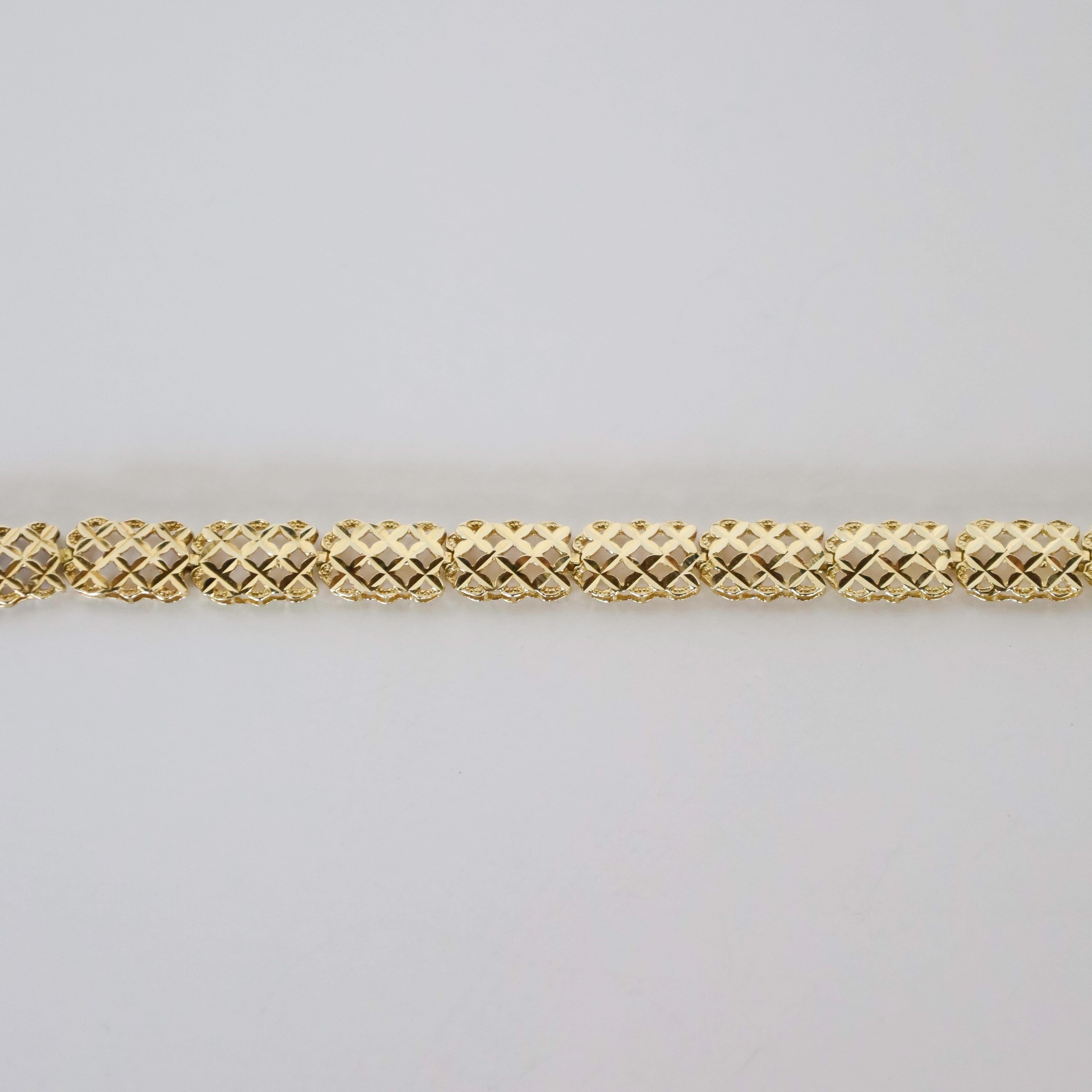 Bracelet à maillons en or jaune 14k - motif raffiné 7,5 grammes 2