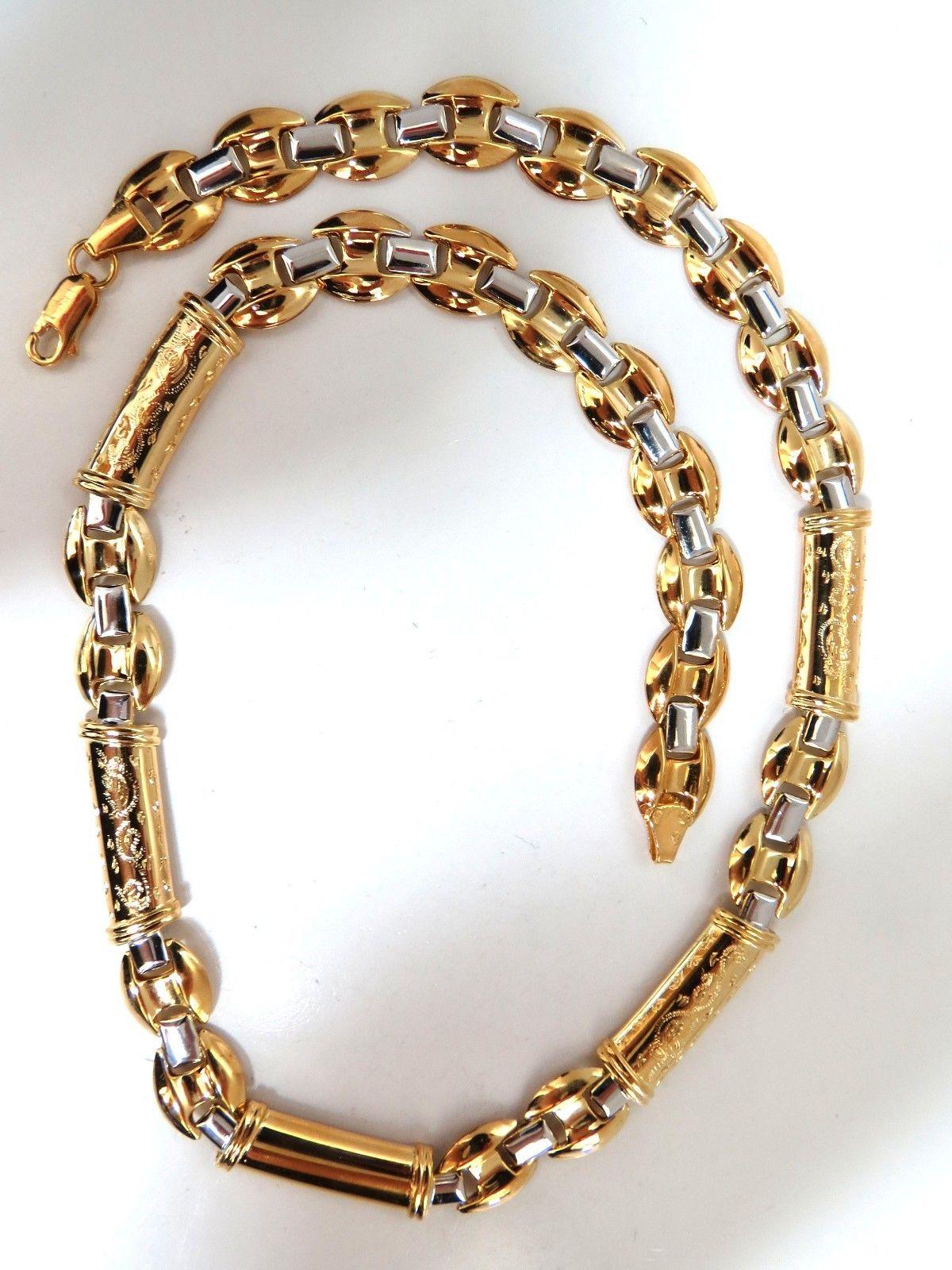 Women's or Men's European 18 Karat Gold Wide Link Necklace