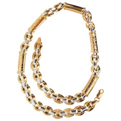 European 18 Karat Gold Wide Link Necklace