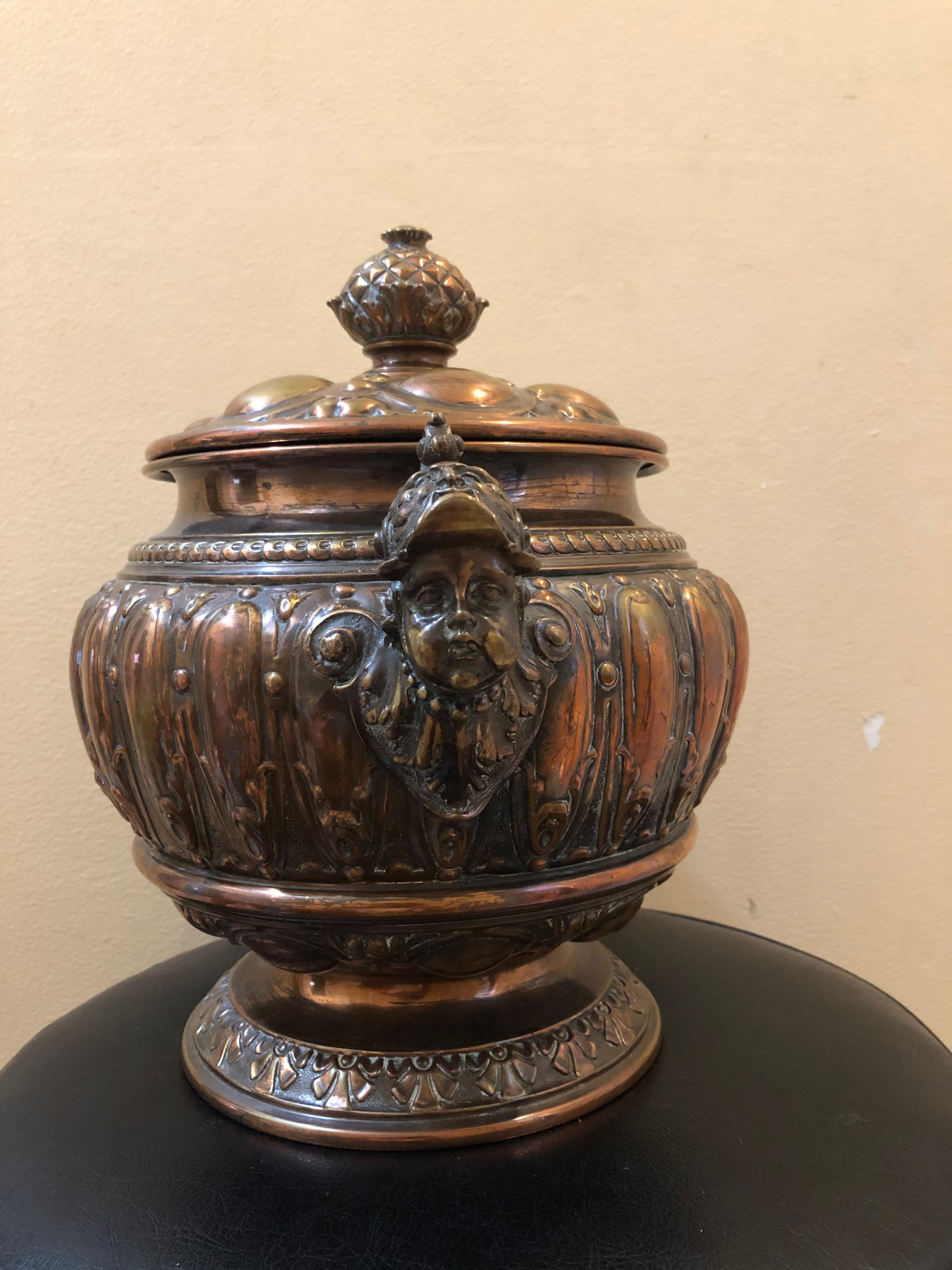 European 18th or Early 19th Century Repousse Copper Tureen 1