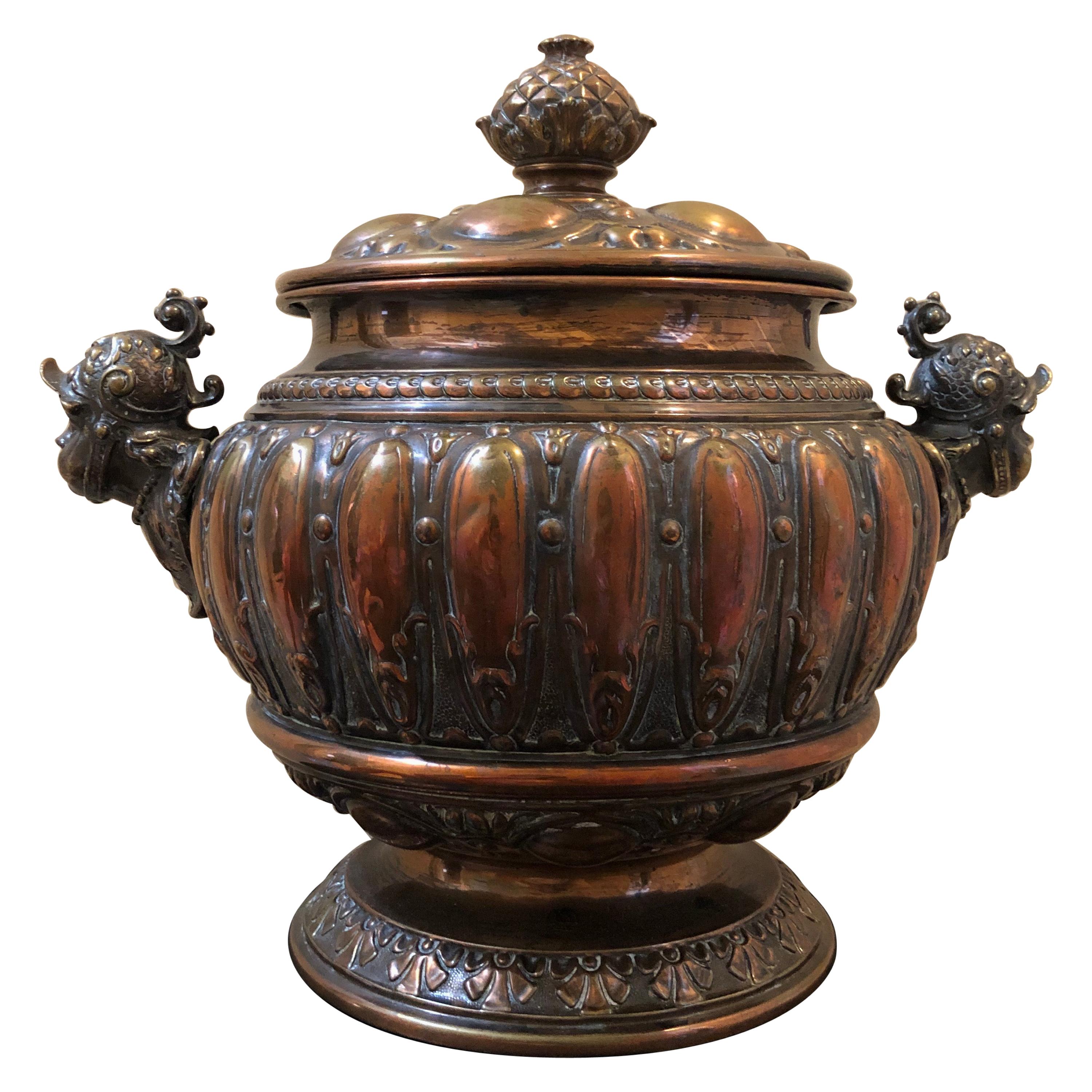 European 18th or Early 19th Century Repousse Copper Tureen