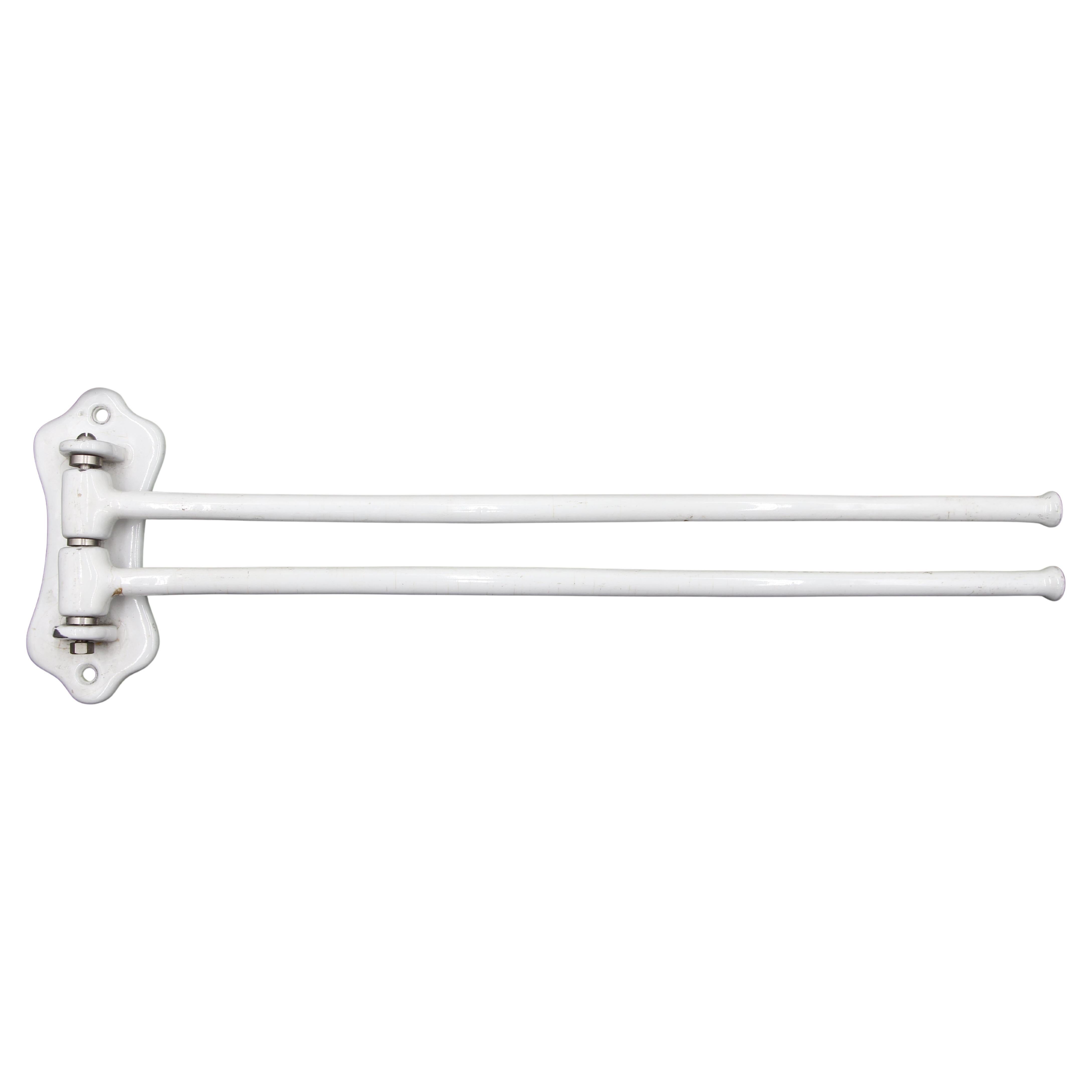 European 19 in. White Swing Double Arm Towel Rack