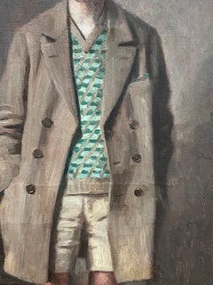 Large Oil Portrait of a Young Boy in Vintage Clothing Signed & Dated 1928
