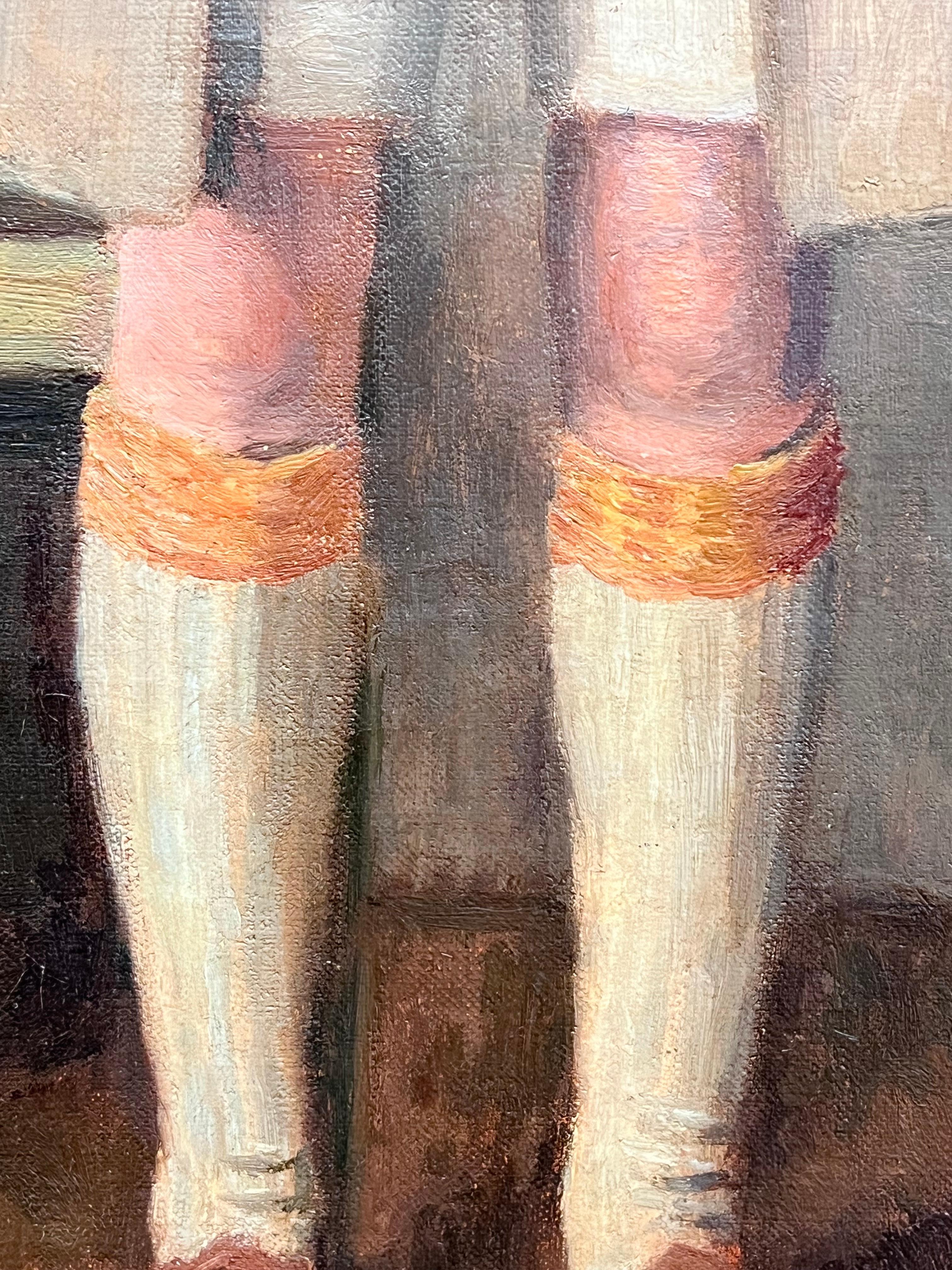 Grande ritratto a olio di un ragazzo in abiti d'epoca firmato e datato 1928 - Painting Impressionismo di European 1920's