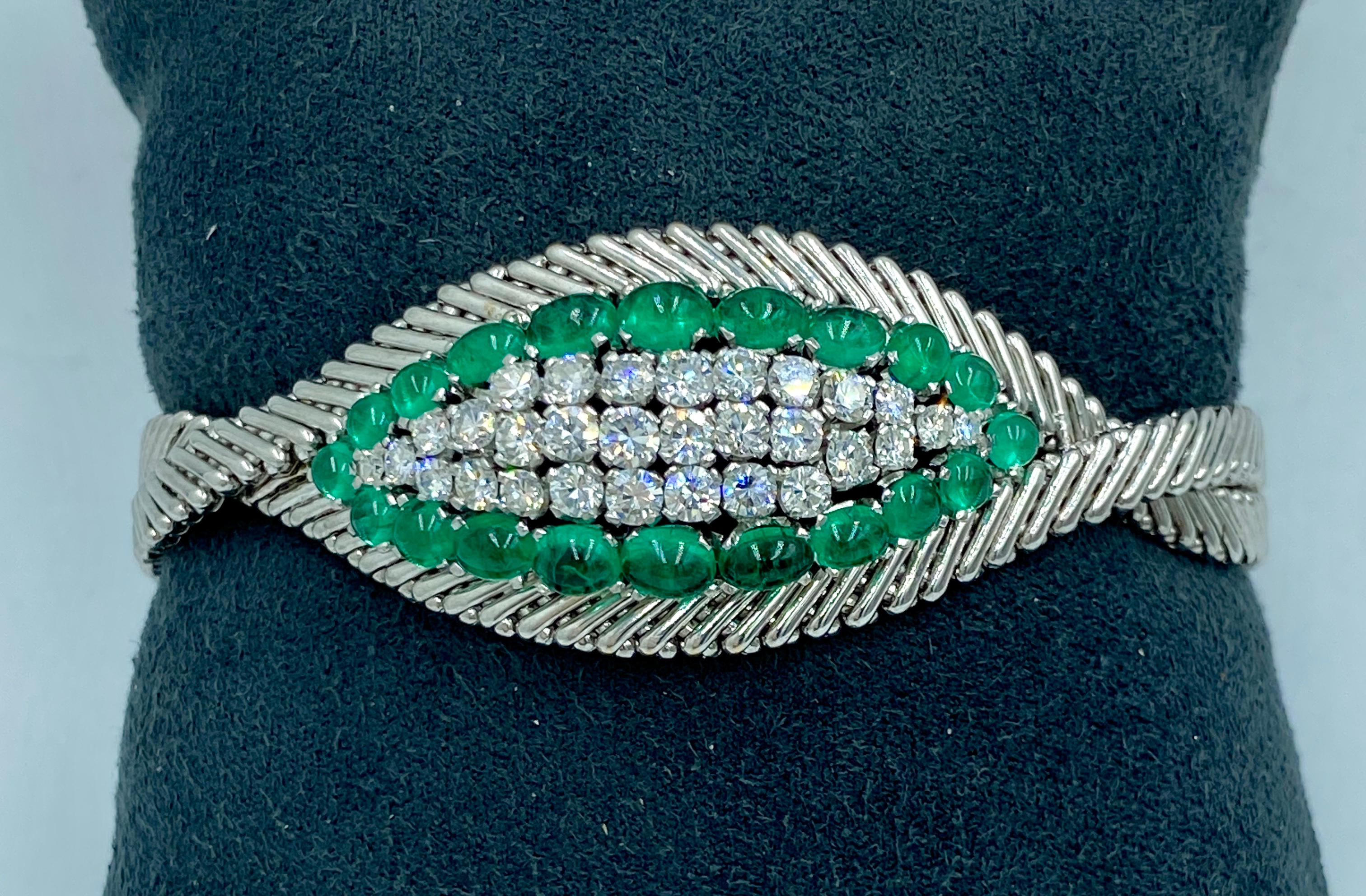 Contemporain Bracelet européen des années 1960 en or 18 carats, émeraudes de Colombie et diamants en vente
