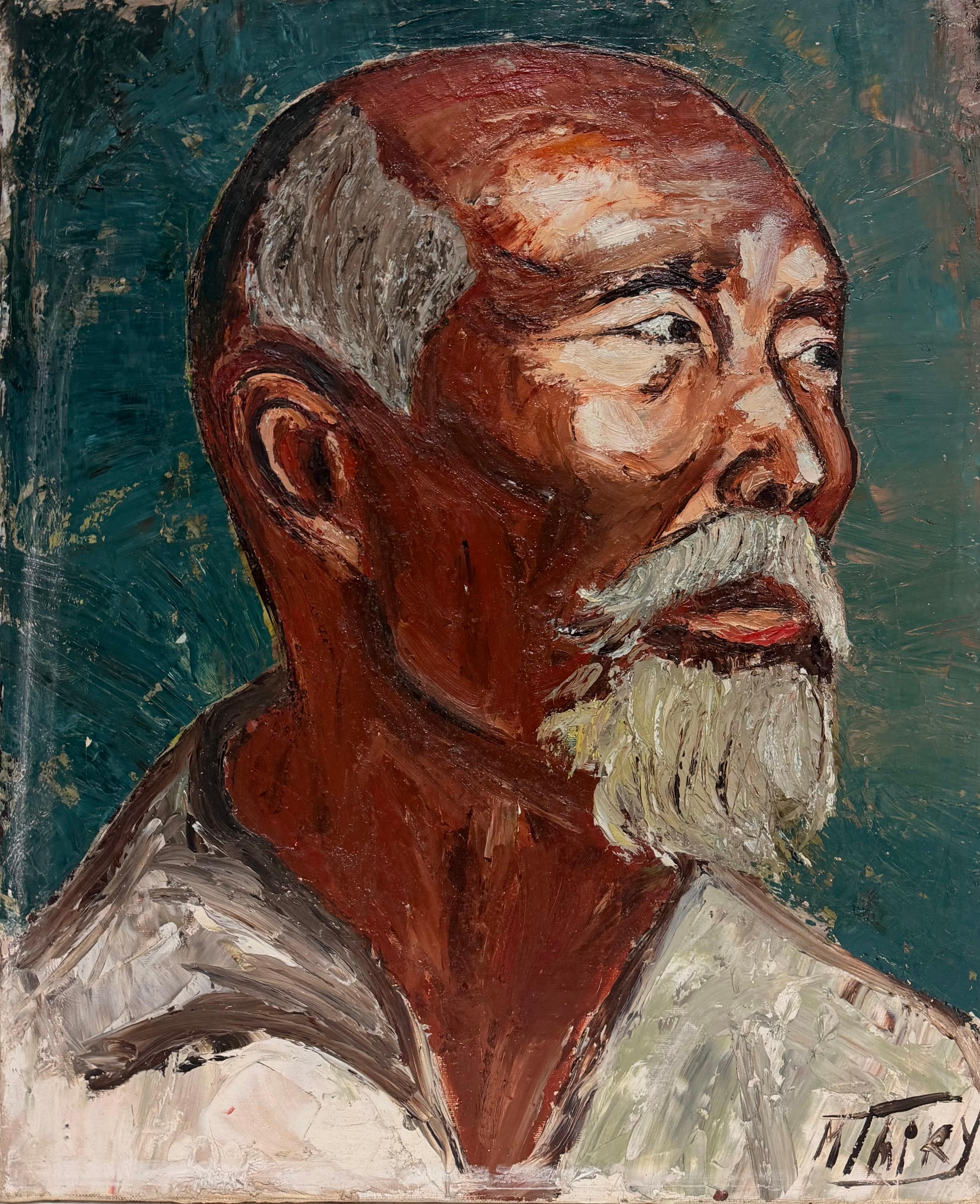 Signed European Oil on Canvas Portrait of a Man, Mid-20th Century 21.5x18 inches