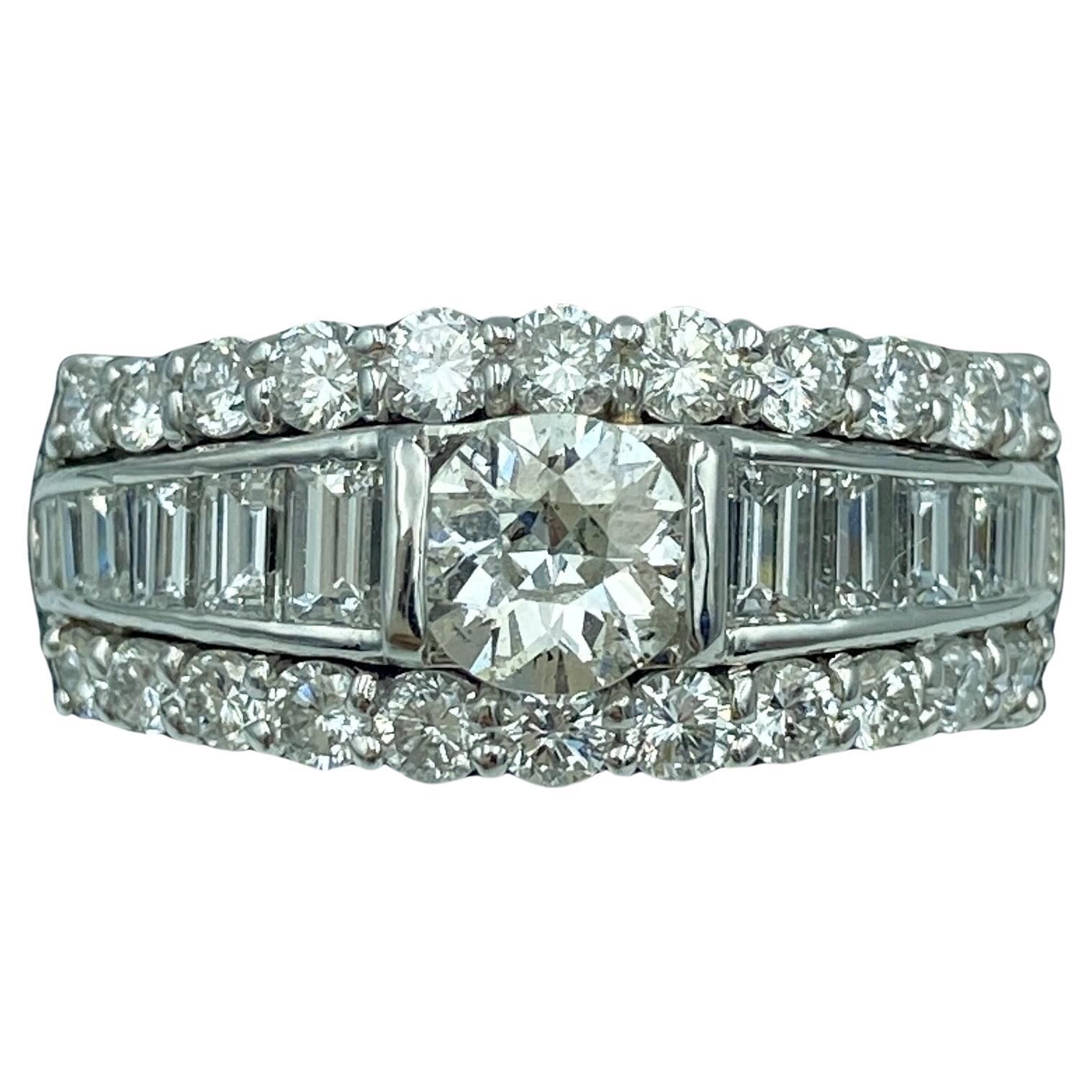 European 1970s diamond and platinum engagement ring