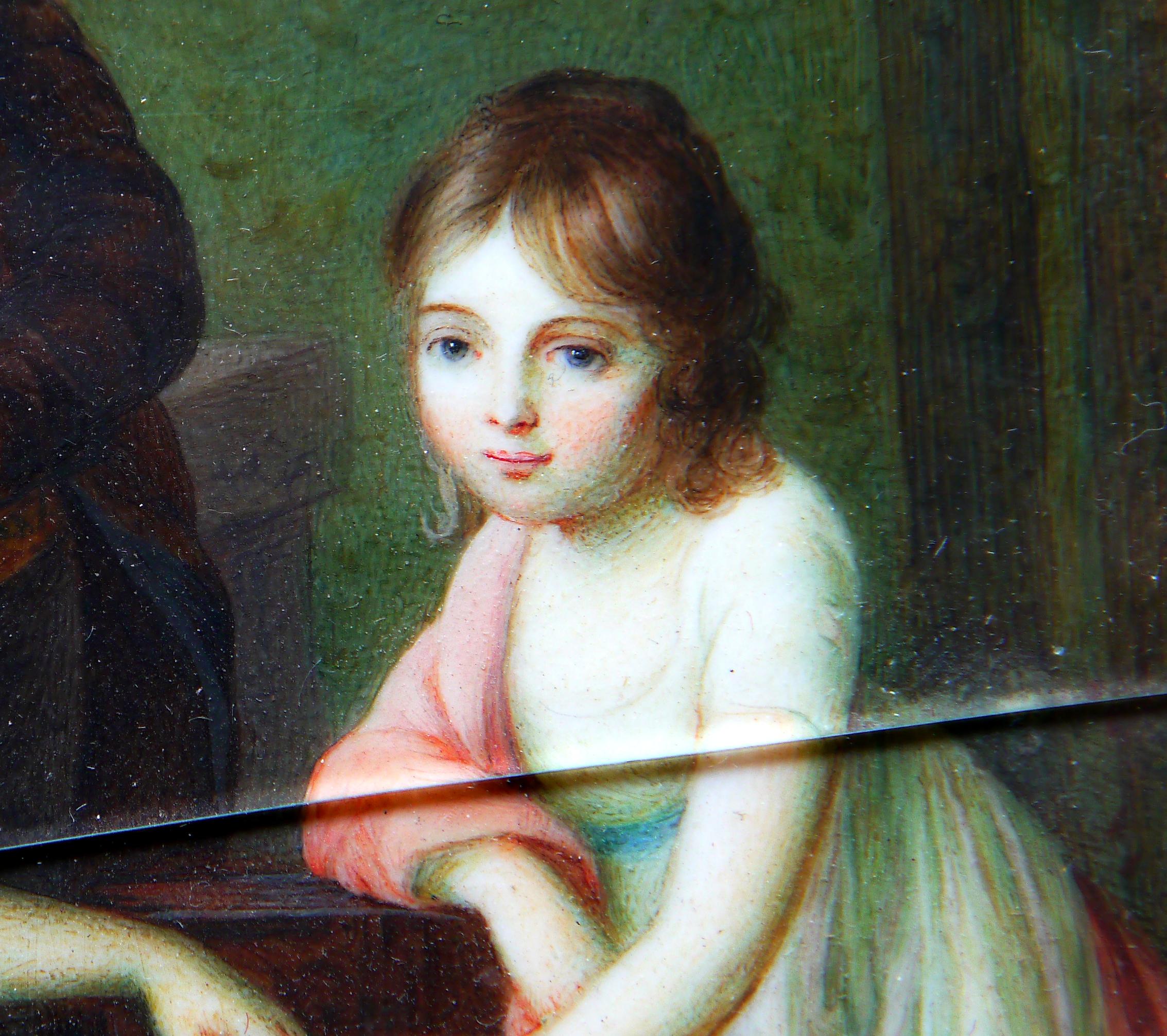 Europäisches Miniatur-Tempera-Gemälde des 19. Jahrhunderts Familienporträt (Spätes 19. Jahrhundert) im Angebot