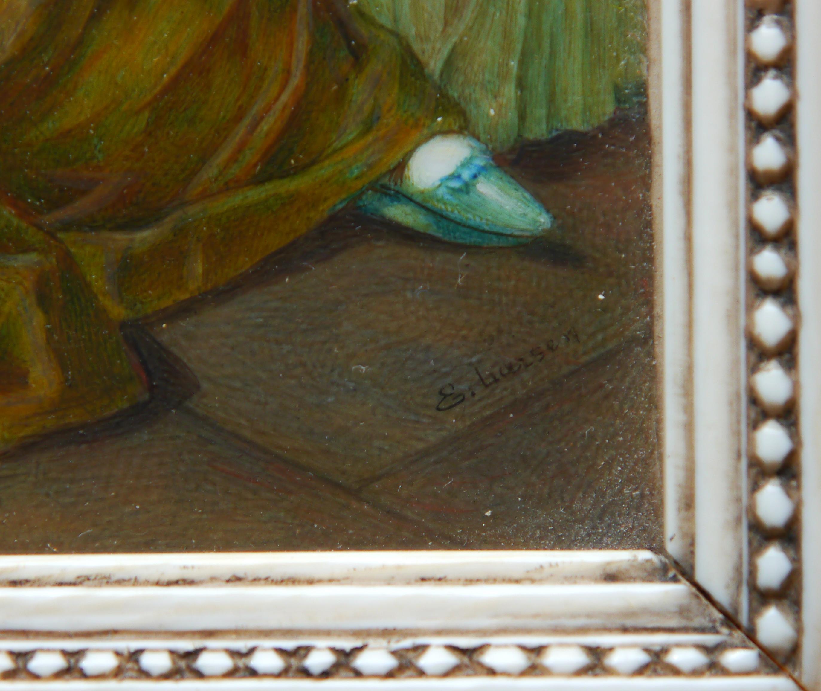 Europäisches Miniatur-Tempera-Gemälde des 19. Jahrhunderts Familienporträt im Angebot 1