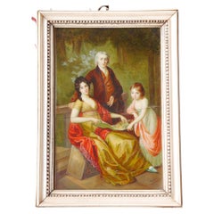 Europäisches Miniatur-Tempera-Gemälde des 19. Jahrhunderts Familienporträt