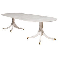 European 20th Century Painted Two-Pillar Extension Dining Table with Oval Top