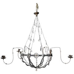 Vintage Tole and Crystal Chandelier 