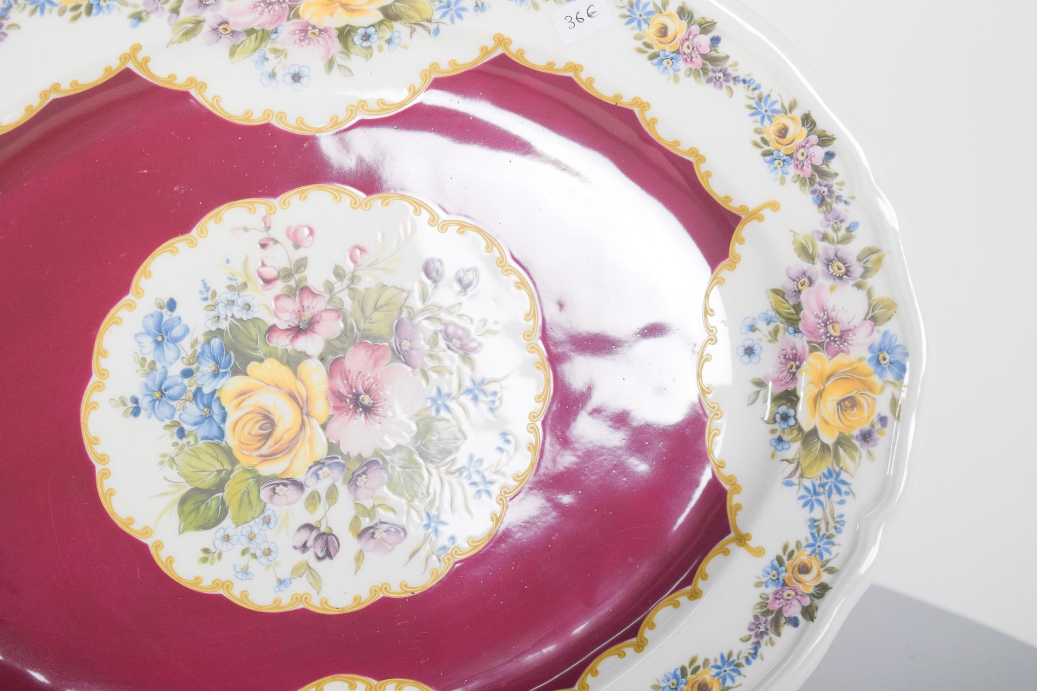Mid-Century Modern European Alfa Italian Ceramic Oval Platter For Sale