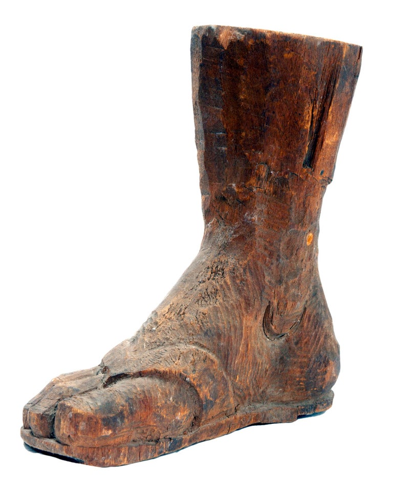 European Antique Artifact Hand Carved Wooden Foot For Sale at 1stDibs