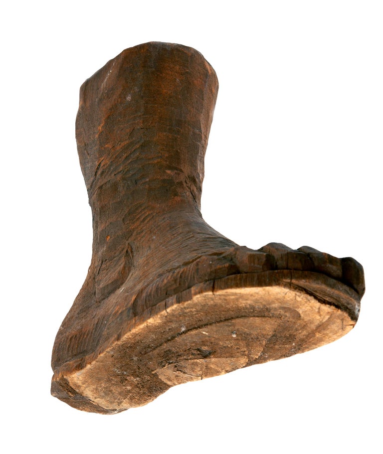 European Antique Artifact Hand Carved Wooden Foot For Sale at 1stDibs