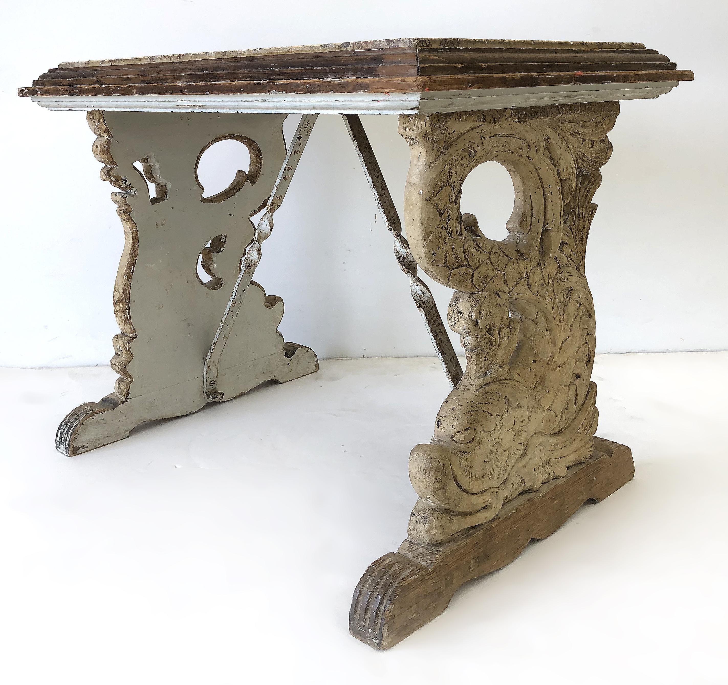 antique carved dolphin table