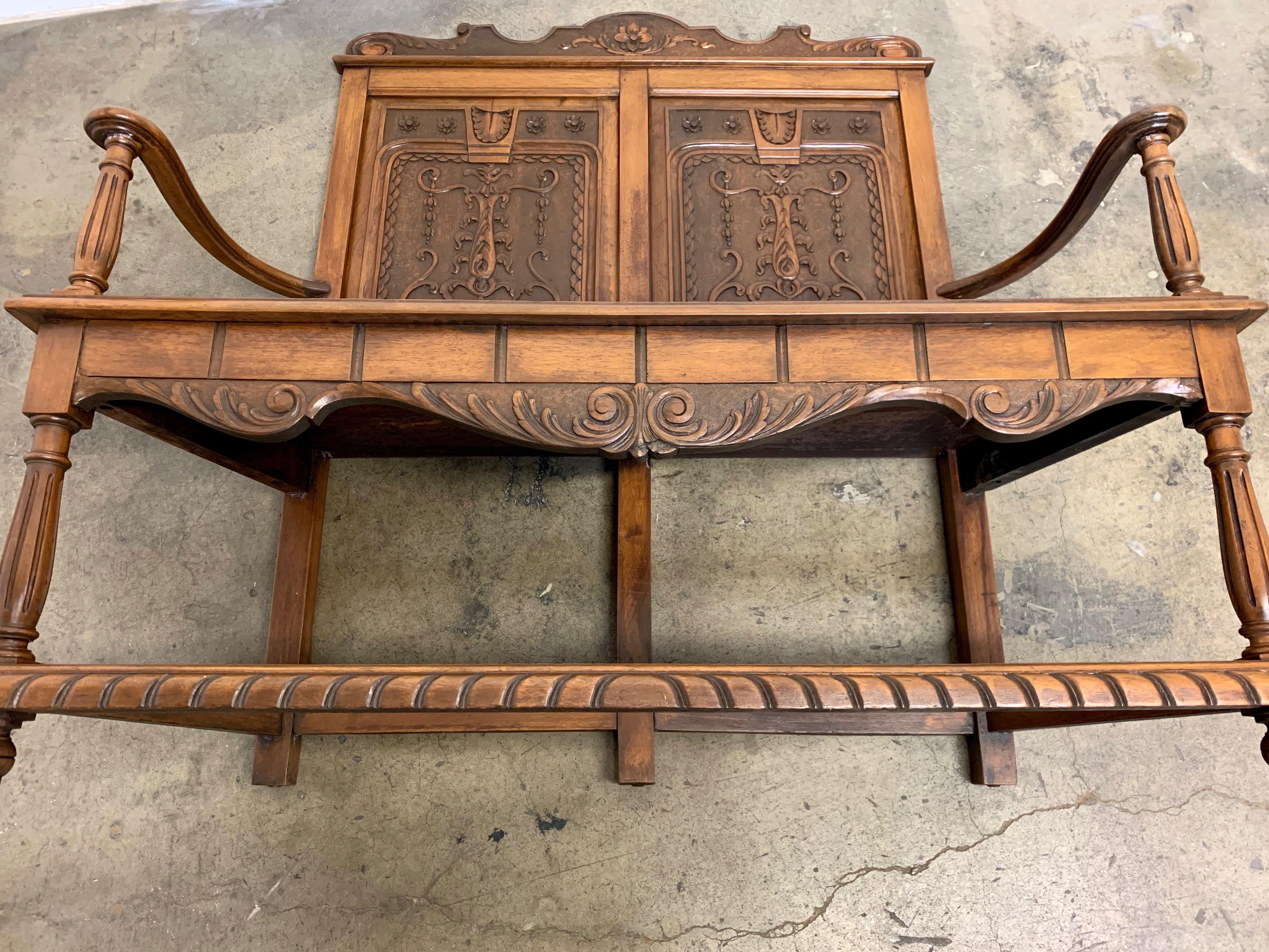 European Antique Hall Bench 11