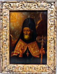Antique European Religious Figure Oil Painting