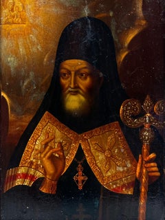 Antique European Religious Figure Oil Painting