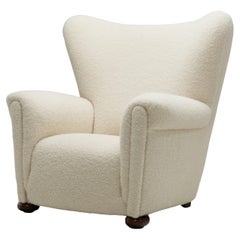 European Armchair in White Upholstery, Europe 20th Century