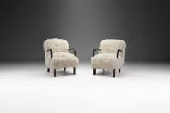 European Armchairs in Mongolian Shearling, Europe, circa 1950s