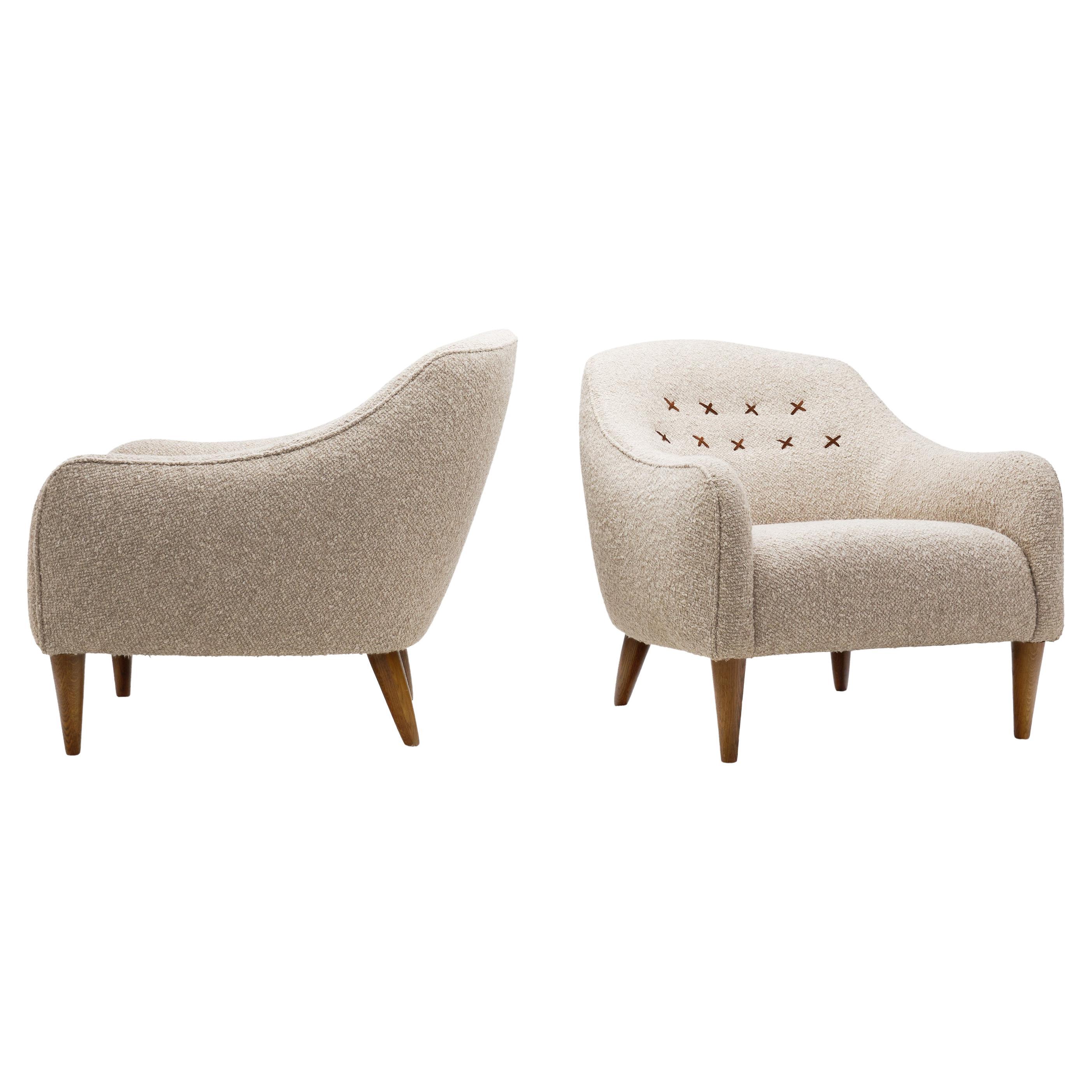 European Armchairs Upholstered in Bouclé Fabric, Europe Late 20th Century For Sale