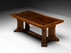 European Art Deco 1930s Dining Table in Walnut Burl