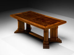 European Art Deco 1930s Dining Table in Walnut Burl