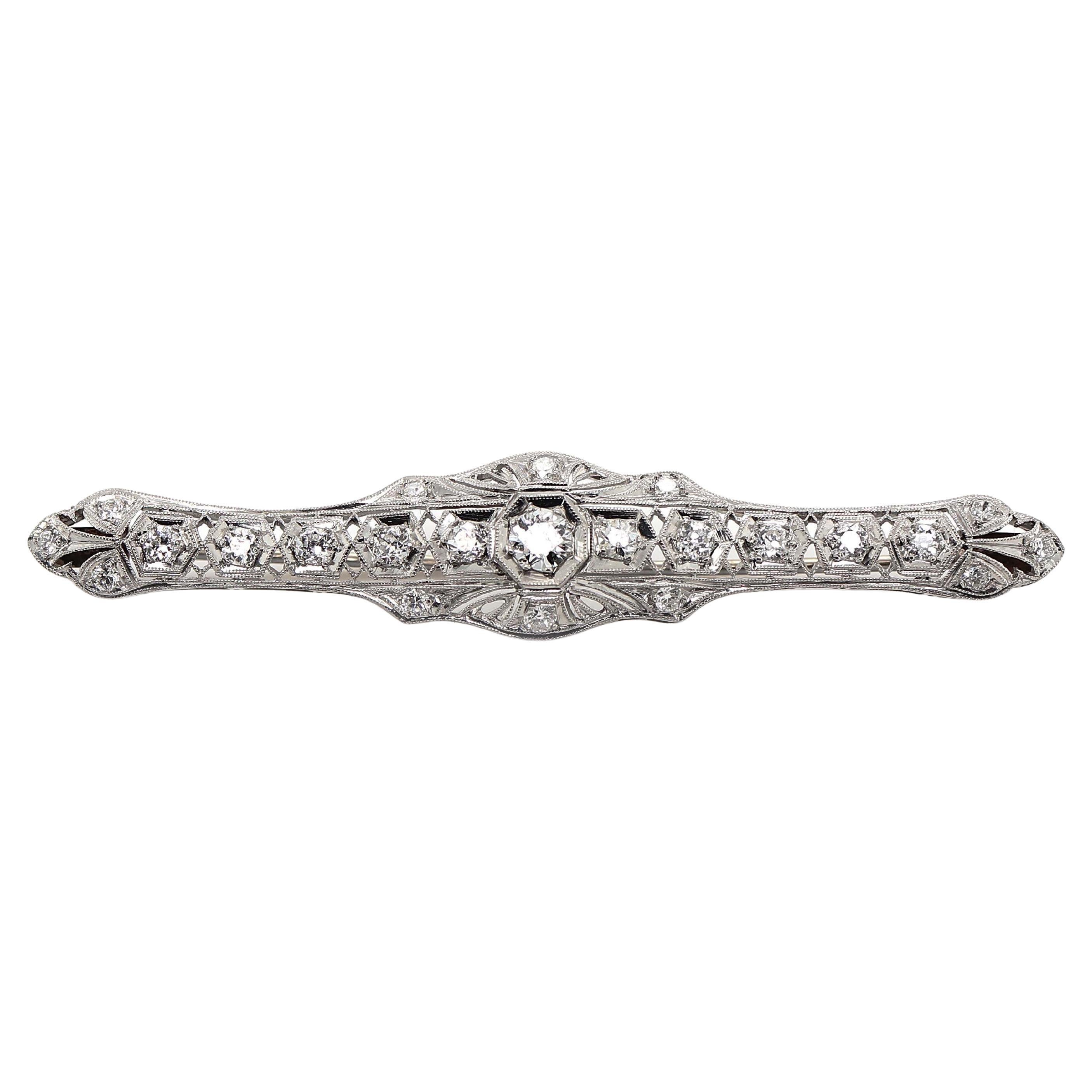 European Art Deco 3.10 Carat Diamond Brooch