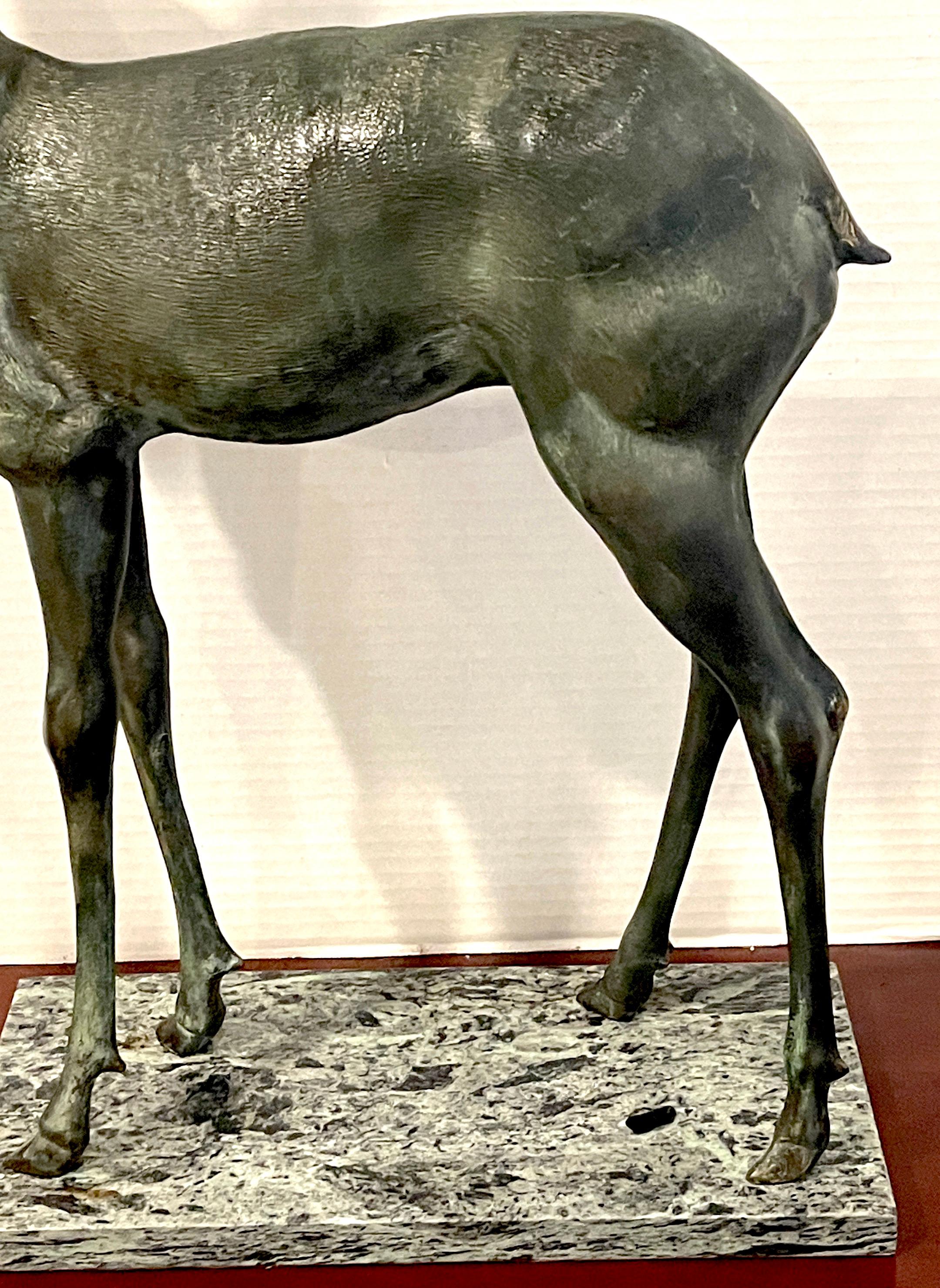 European Art Deco Bronze of a Standing Fawn In Good Condition In West Palm Beach, FL