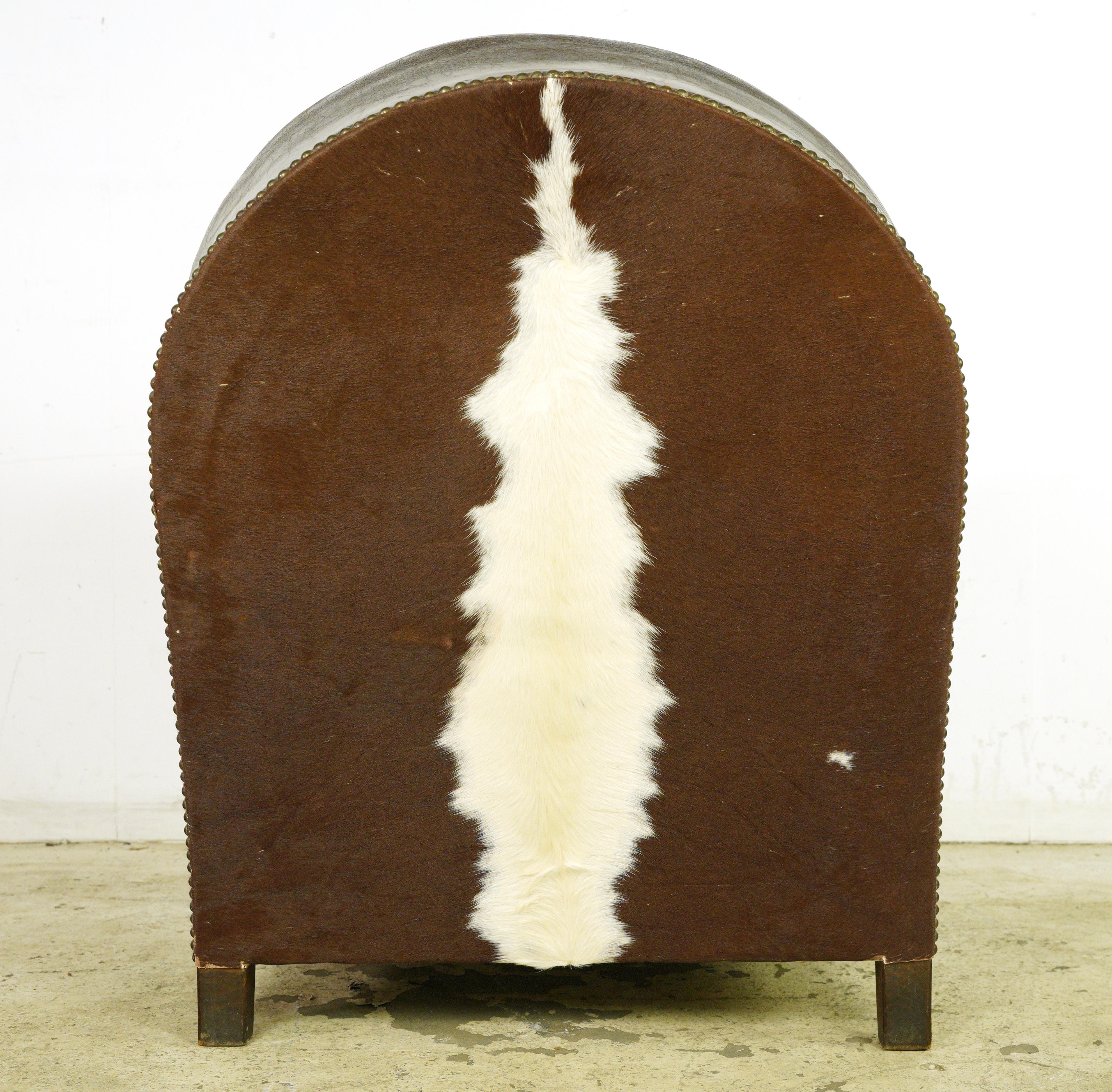 European Art Deco French Leather & Wood Club Chair 2