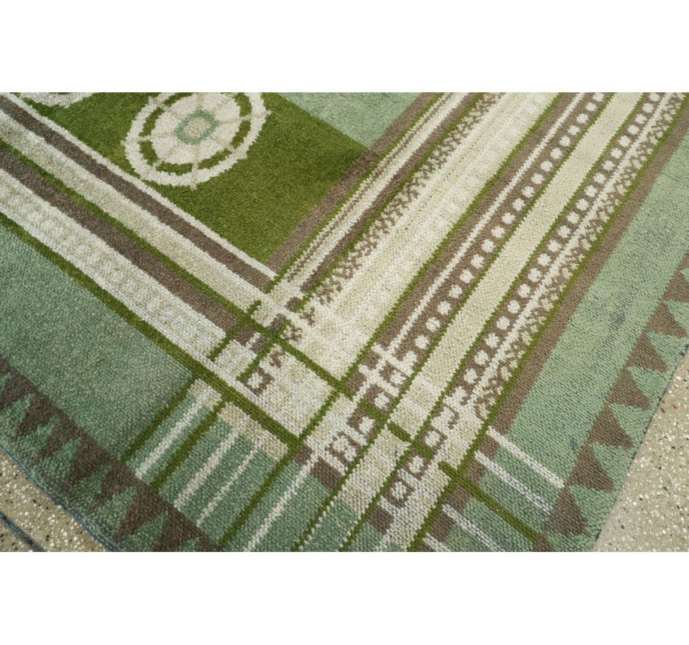 European Art Deco Rug Inspired by Edward McKnight Kauffer in Laurel Green 2