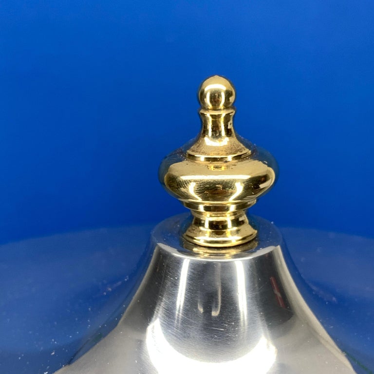 European Art Deco Table Lamp with Chrome Metal Shade and Solid Brass