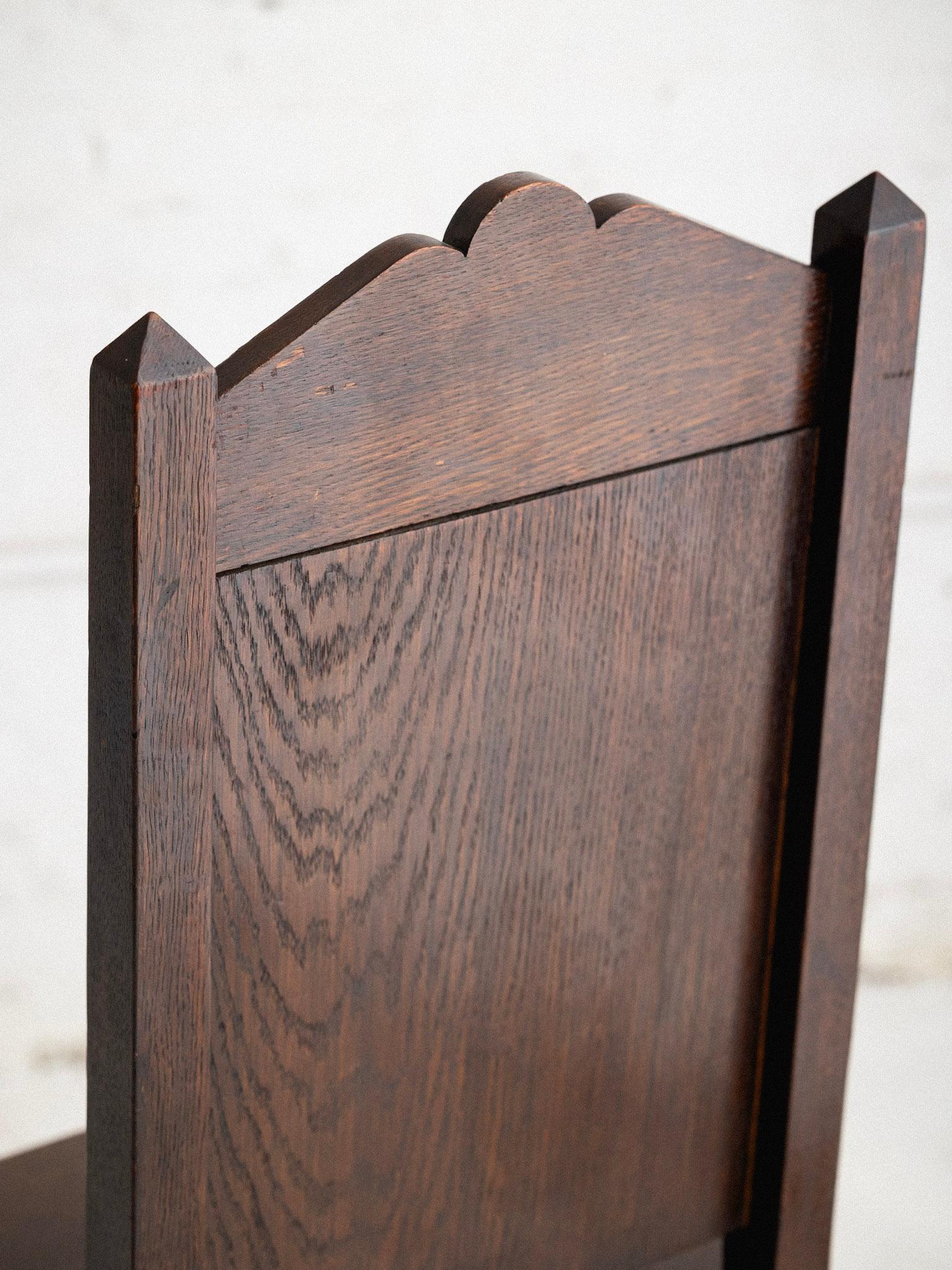 European Art Nouveau Carved Oak Chair 9