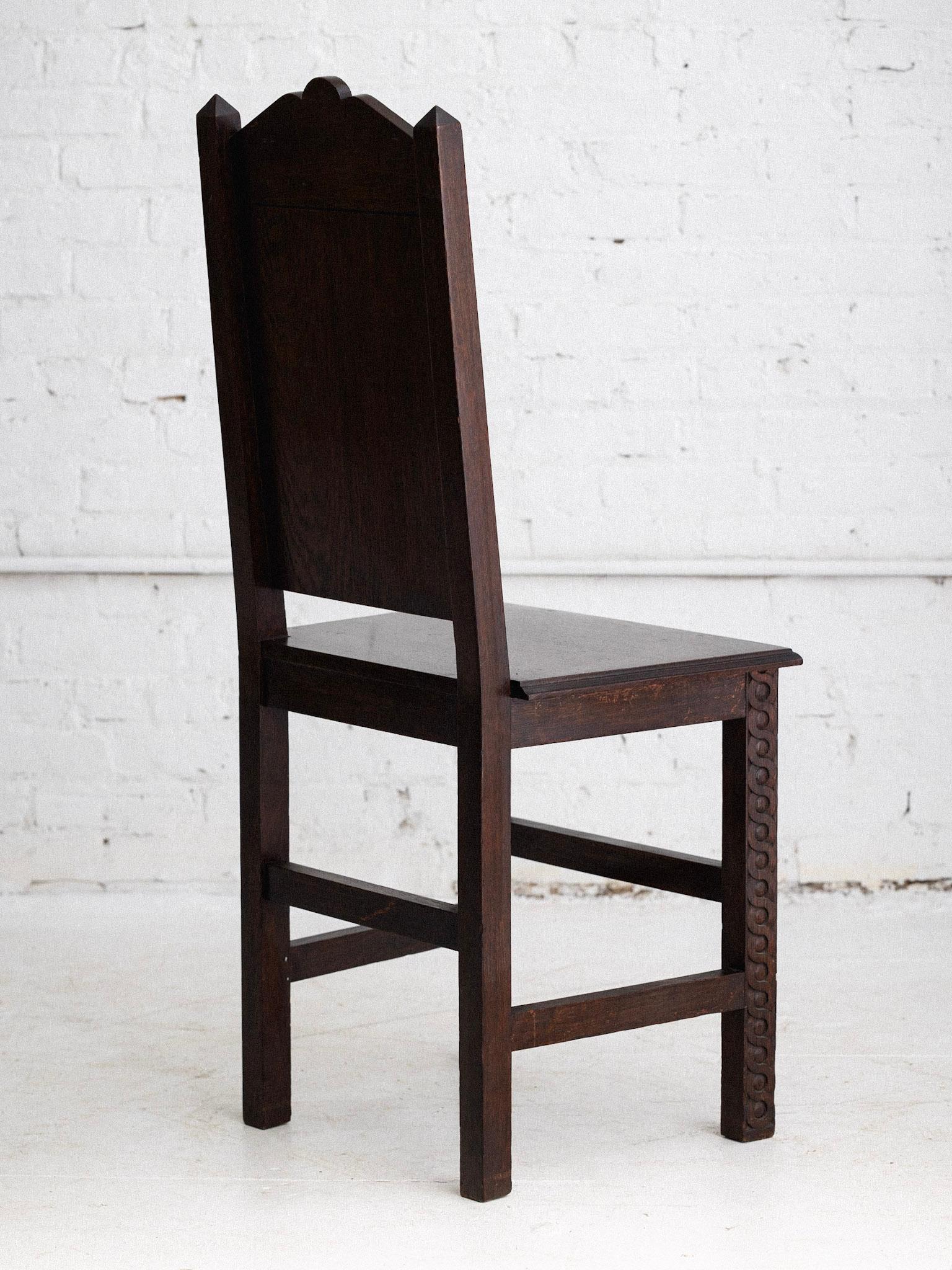 20th Century European Art Nouveau Carved Oak Chair