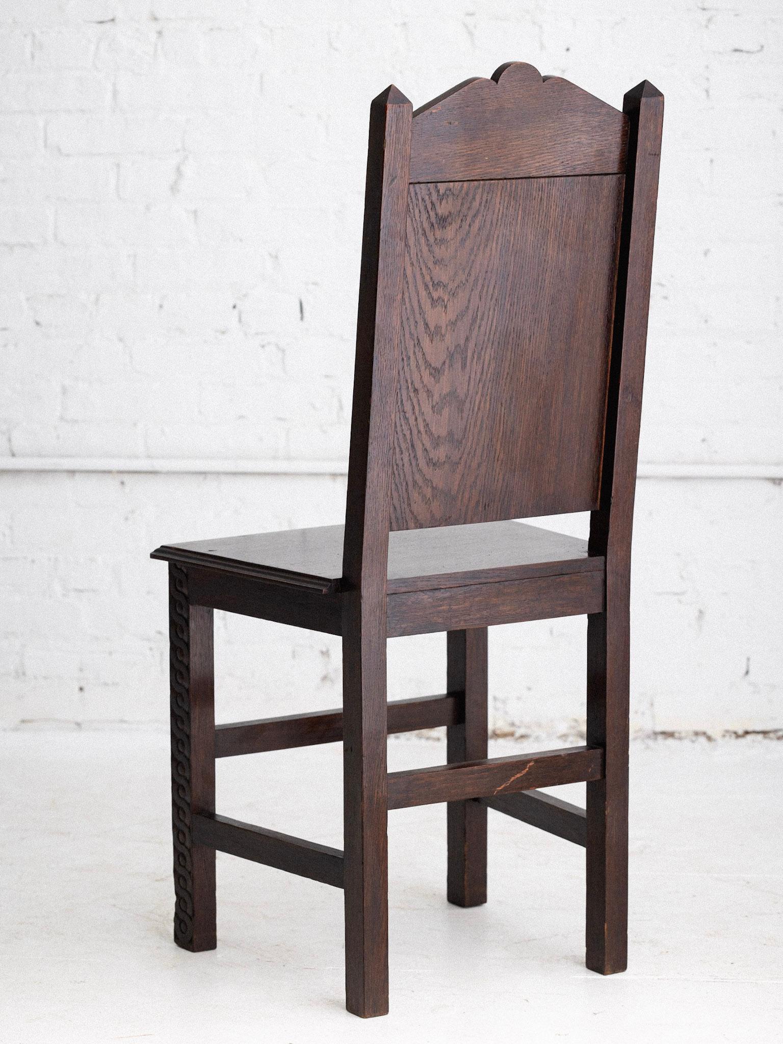 European Art Nouveau Carved Oak Chair 1