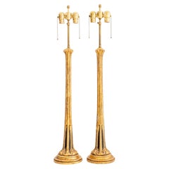 European Art Nouveau Giltwood Table Lamps, Pair