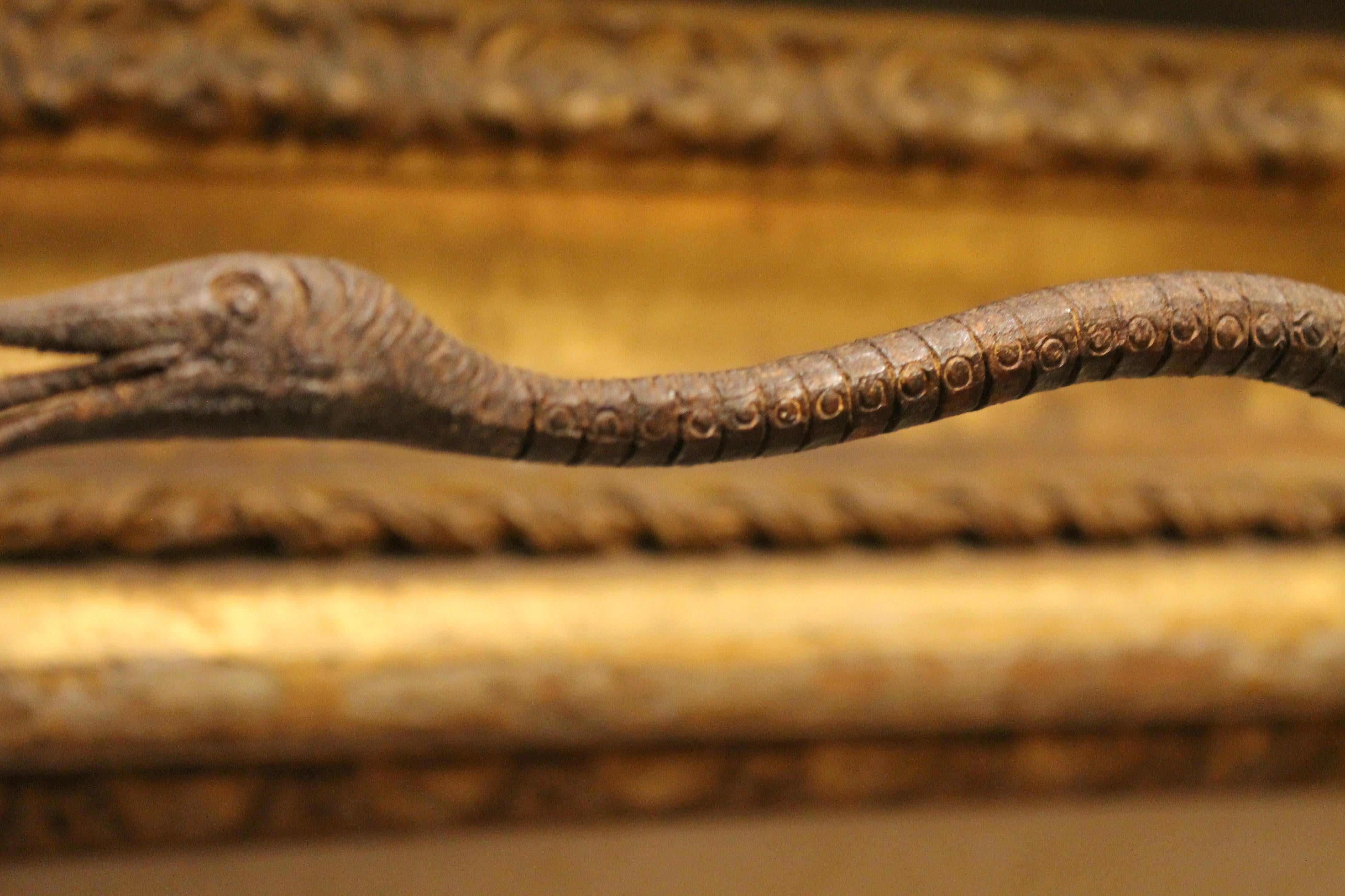 European Art Nouveau Wrought Hand Forged Rust Iron Snake Sculpture Centerpiece  For Sale 4