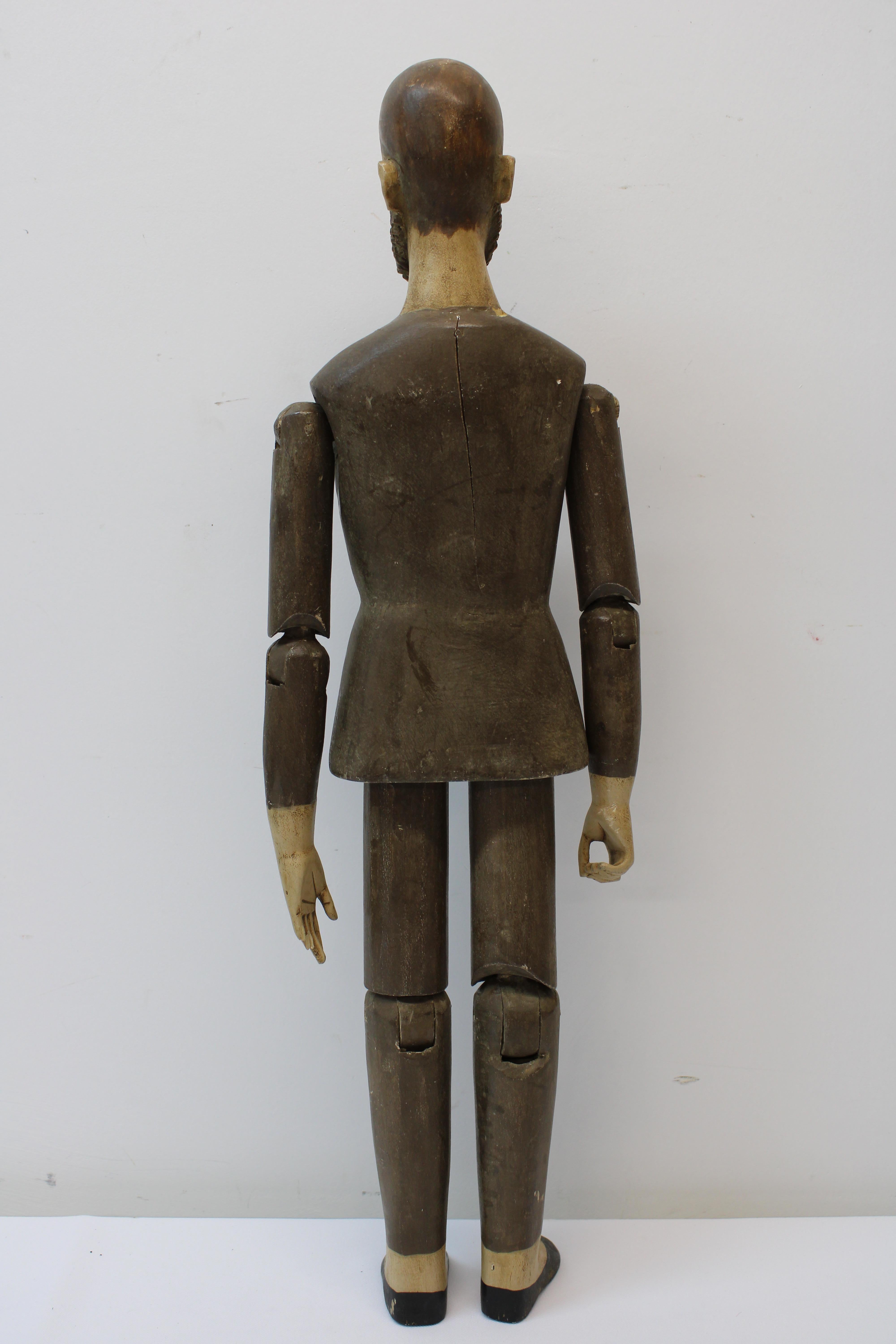 20th Century European Articulated Wood Figure 