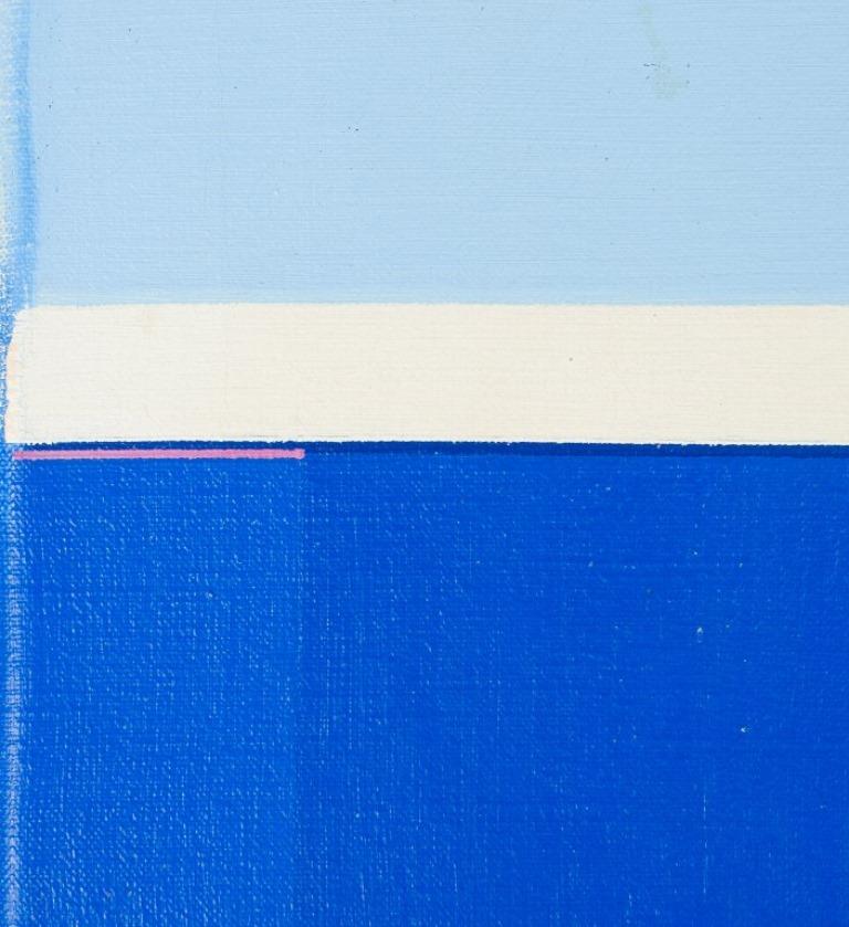 Fin du 20e siècle Artistics européens. Huile sur toile. Composition abstraite aux couleurs bleues. en vente