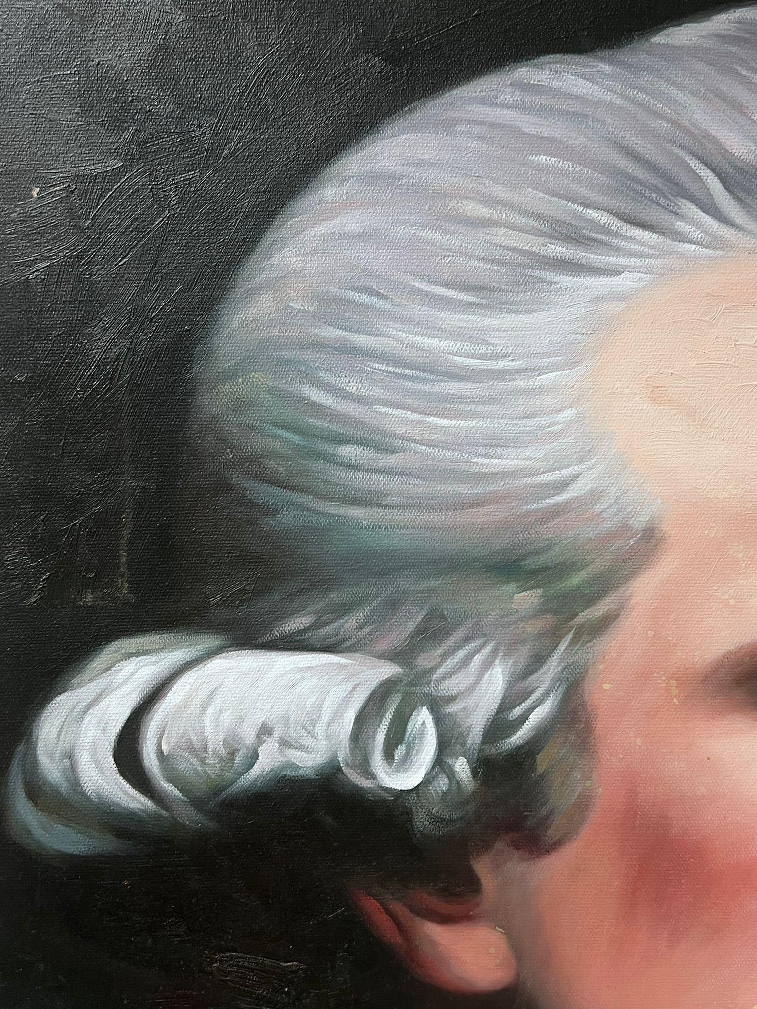 Raffinato dipinto a olio Ritratto di un gentiluomo aristocratico con le parrucche - Portrait Painting Nero di European Artist