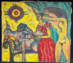 Riesiges Contemporary Painting Abstrakte mythische Figuren in einer surrealistischen Komposition