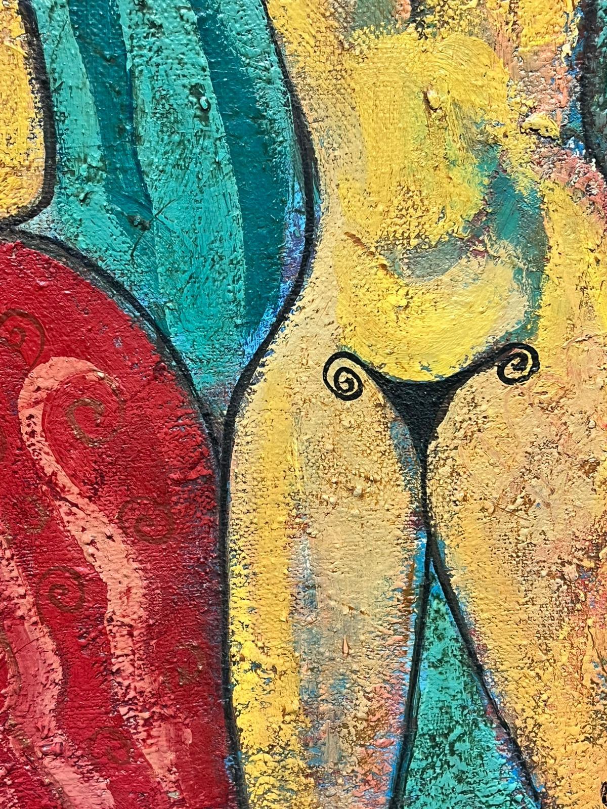 Immense peinture contemporaine Figures mythiques abstraites dans une composition surréaliste en vente 3