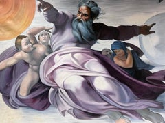 Large Classical Oil Painting Mythological Biblical Figures in Sky