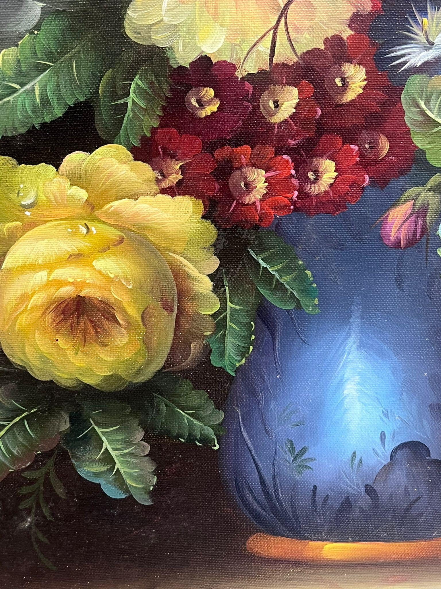 Grande Natura morta classica di fiori dipinto a olio su tela - Painting Scuola olandese di European Artist