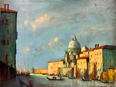 Used Signed Impressionist Oil Grand Canal Venice Blue Skies & Sunlight