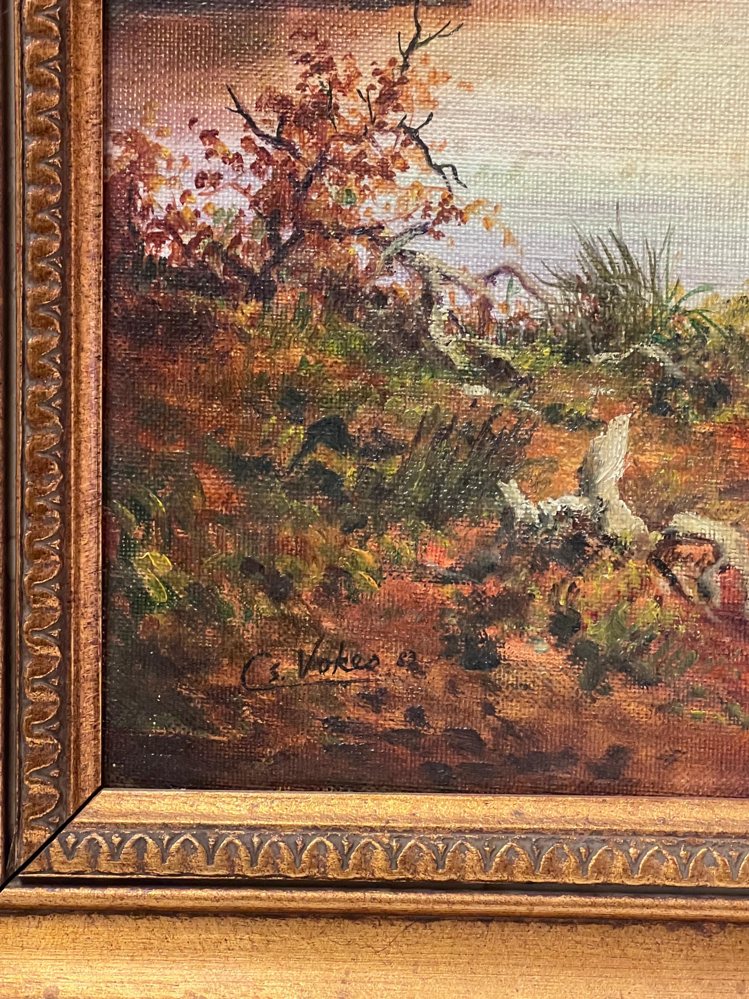 Traditional English Rural Country Scene Horse Drinking from Pool with Figures For Sale 2