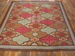 Antique Rare Metallic Threads French Aubusson Carpet By The Sallandrouze Family