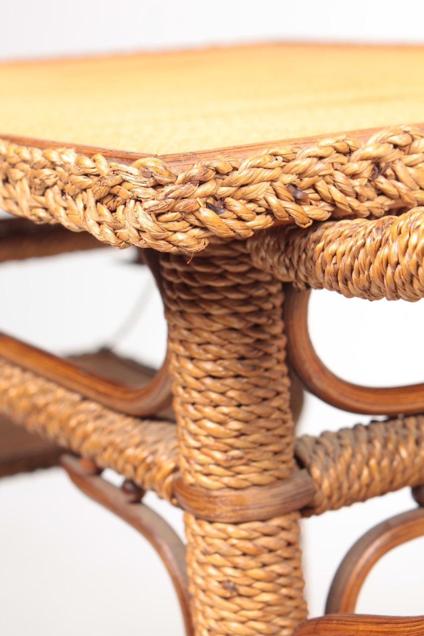 European Bar Cart in Rope and Pine, 1930s In Good Condition In Lejre, DK