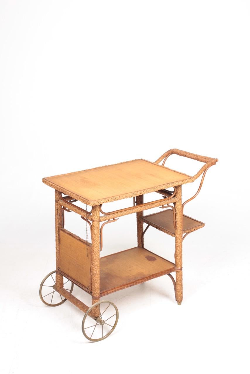 European Bar Cart in Rope and Pine, 1930s 1